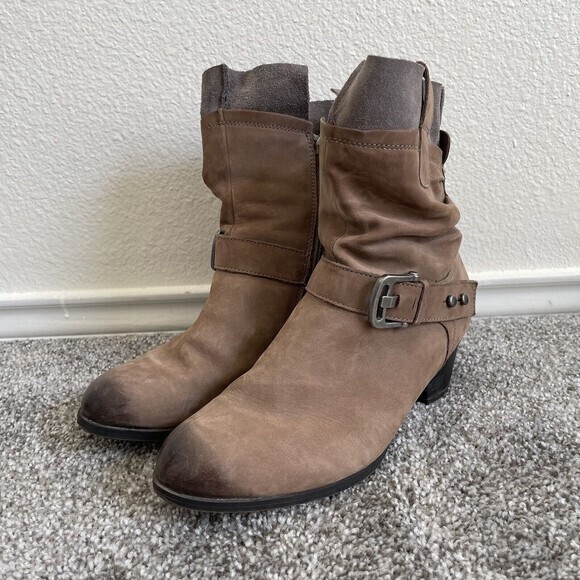 Shoes - ARA Luftpolster boots womens 8.5 brown suede leather burnished slouch Booties